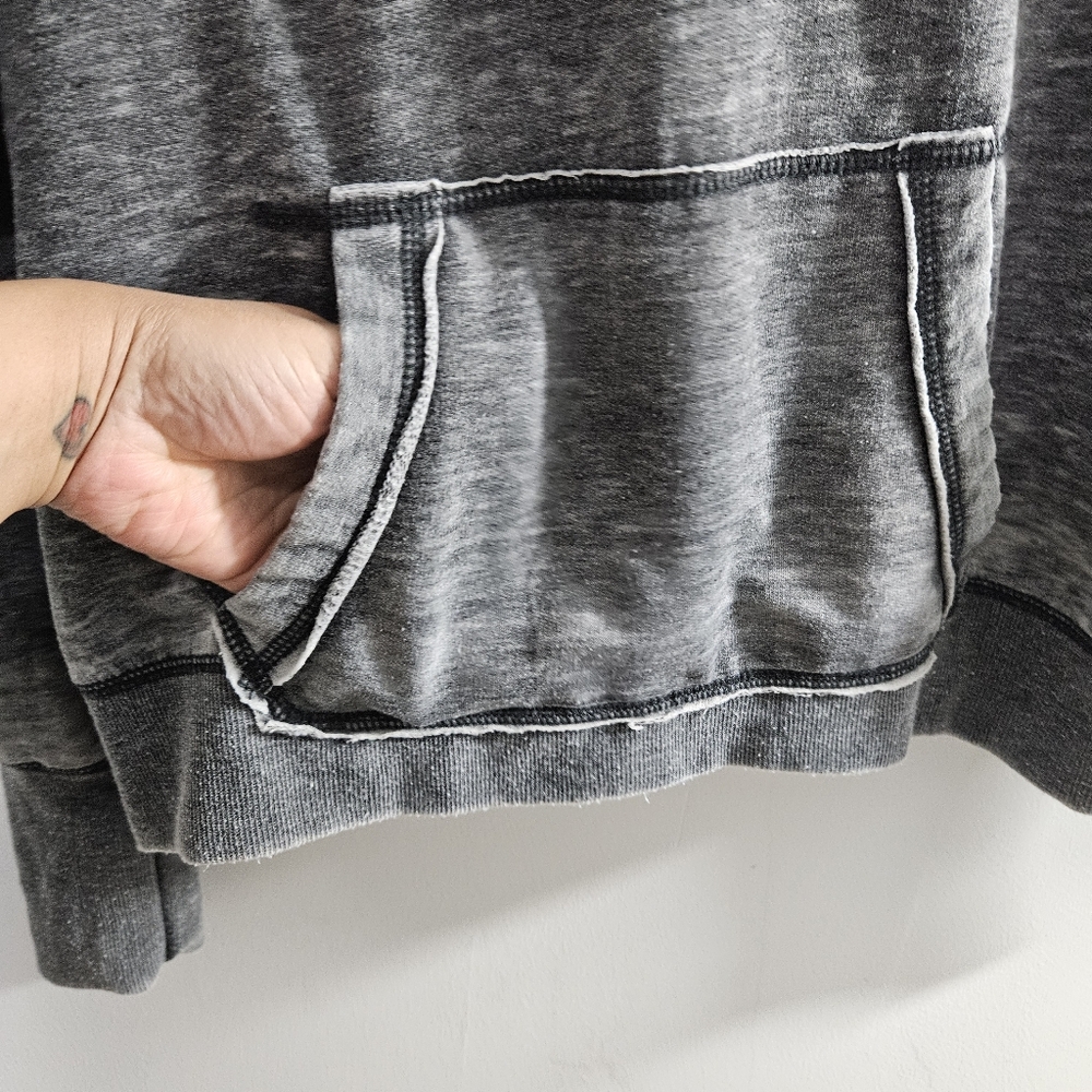 Zen By J. America Burn't Out Gray Hooded Sweatshirt - Picture 4 of 13